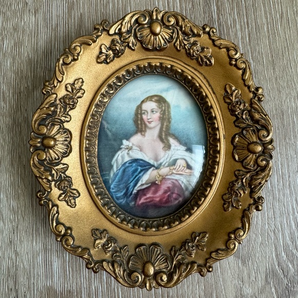 ANTIQUE Lady Cynthia Capel Artwork with Luxurious Gold Baroque Picture Frame